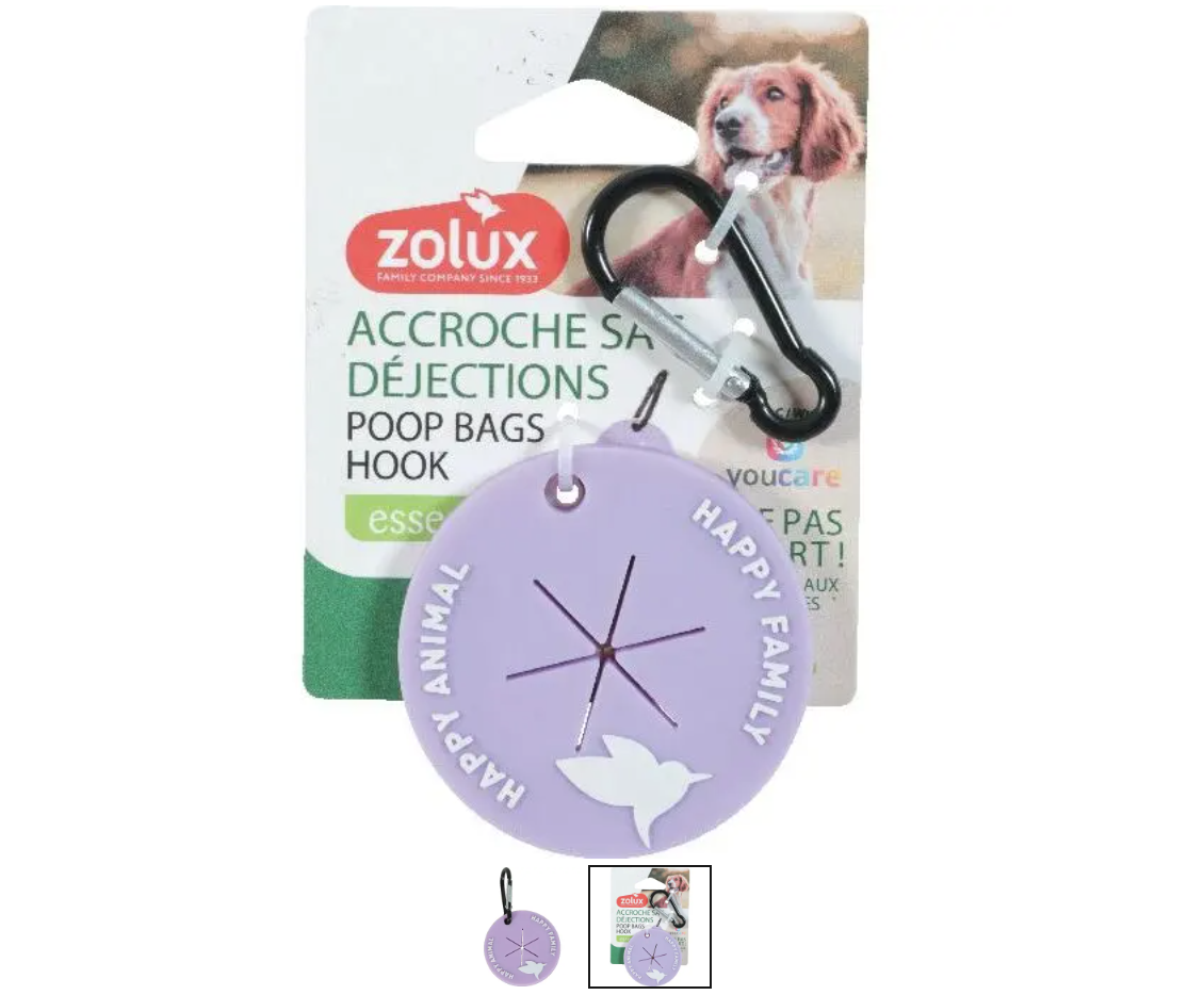 LILAC DOG WASTE BAG CLIP