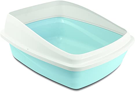 Hagen CA Rimmed Cat Pan, Medium, Blue-grey