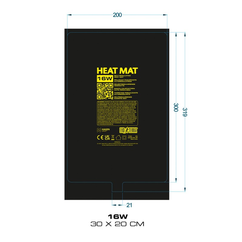 Exo Terra Heat Mat Self-regulating Heat Mat 16W 30 x 20 cm