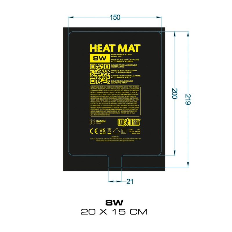 Exo Terra Heat Mat Self-regulating Heat Mat 8W 20 x 15 cm