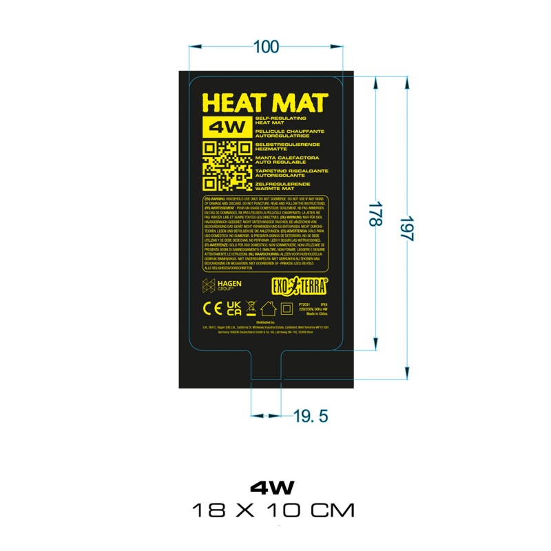 Exo Terra Heat Mat Self-regulating Heat Mat 4W 18 x 10 cm